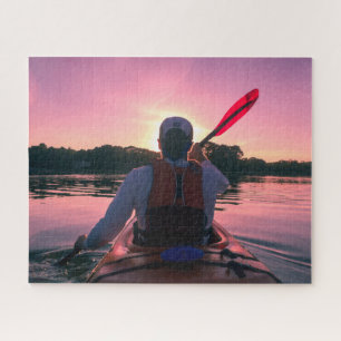 Meer kanoën bij zonsondergang legpuzzel