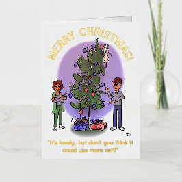 Meer Kat Witte Folie Gevouwen Kerstkaart Wenskaart