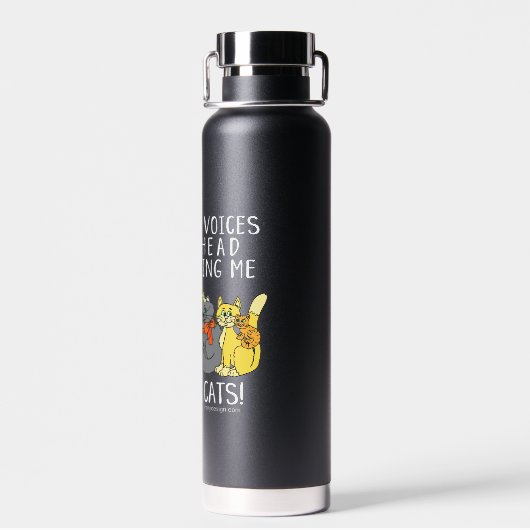 Meer katten Funny Gezegde Black Waterfles (Achterkant)