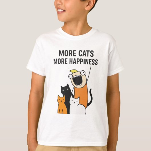 Meer katten meer geluk t-shirt (Voorkant)