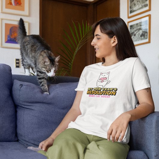 Meer kattenknuffels - Grappige oudejaarsresolutie T-shirt