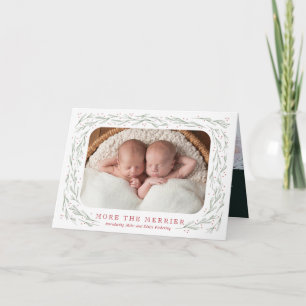 Meer kerst bij de Merrier Twin Birth Feestdagen Kaart