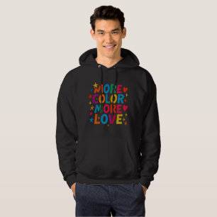 Meer Kleur Meer Liefde Speelse Regenboog Typografi Hoodie