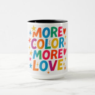 Meer Kleur Meer Liefde Speelse Regenboog Typografi Mok