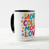 Meer Kleur Meer Liefde Speelse Regenboog Typografi Mok (Voorkant links)