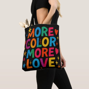 Meer Kleur Meer Liefde Speelse Regenboog Typografi Tote Bag