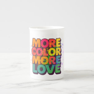 Meer Kleur Meer Liefde Speelse Typografie Ontwerp Porselein Kop