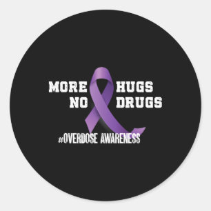 Meer knuffels geen drugs paarse lint overdosisbese ronde sticker