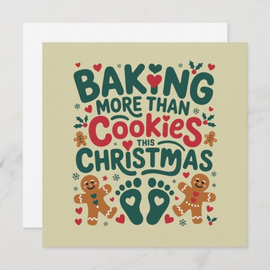 Meer koekjes bakken dan deze kerstzwangerschap feestdagenkaart (Voorkant / Achterkant)