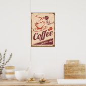 Meer koffie Adverteren grunge stijl Poster (Keuken)