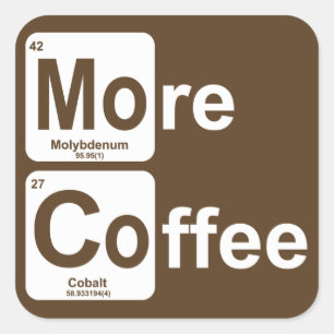 Meer koffie-periodieke tabel vierkante sticker