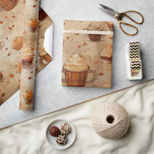 Meer Koffie Waterverf Rustieke Vintage No3 Cadeaupapier