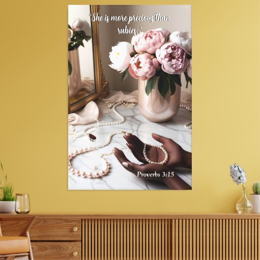 Meer kostbaar dan Rubies Canvas Afdruk (Insitu (Woonkamer))