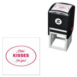 Meer Kusjes Voor Jou Rode Lippen Lettertype Zelfinktende Stempel