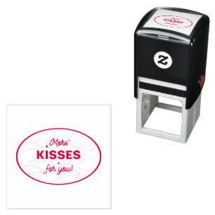 Meer Kusjes Voor Jou Rode Lippen Lettertype Zelfinktende Stempel