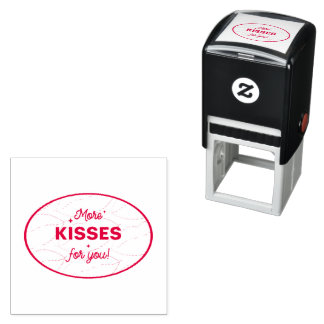 Meer Kusjes Voor Jou Rode Lippen Lettertype Zelfinktende Stempel