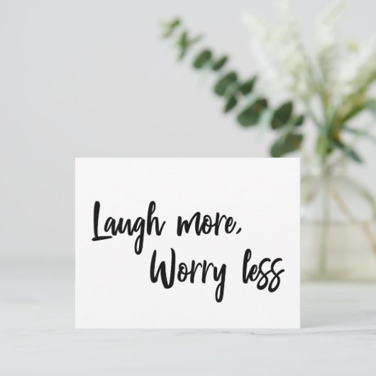 Meer lach, minder Inspirerend prijsopgave Briefkaart (Staand voorkant)