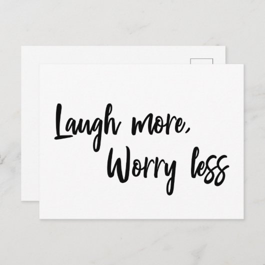 Meer lach, minder Inspirerend prijsopgave Briefkaart (Voorkant / Achterkant)