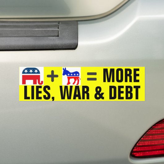 Meer levens, oorlog en schulden bumpersticker (Op auto)