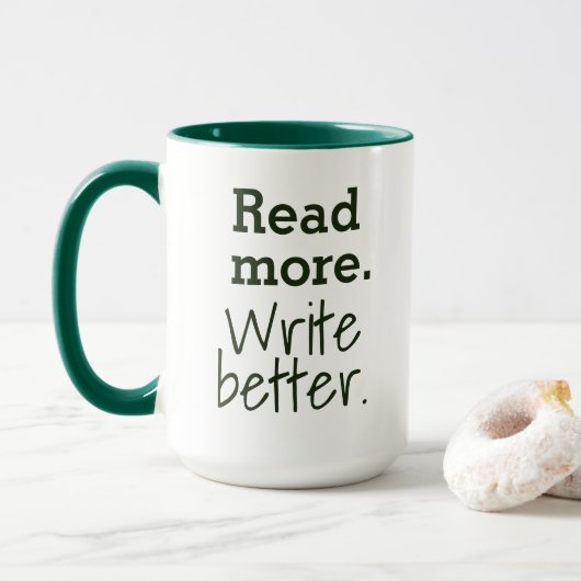 Meer lezen. Beter schrijven. Mok (Met donut)