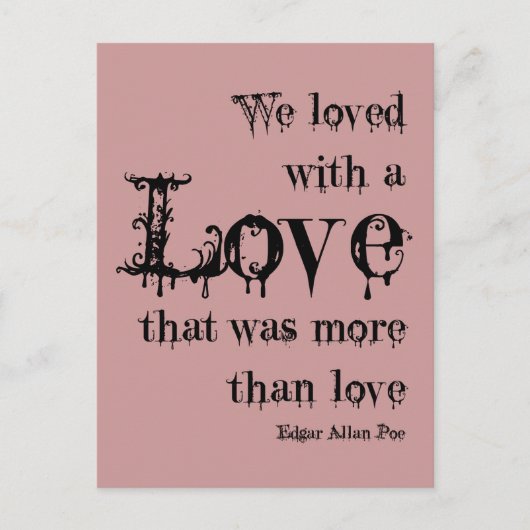 Meer liefde dan liefde Edgar Allan Poe Quote Briefkaart (Voorkant)