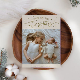 Meer liefde deze kerst crème foto geboorte aankondiging