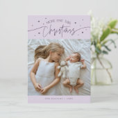 Meer liefde deze kerst Paarse foto Geboorte Aankondiging (Staand voorkant)