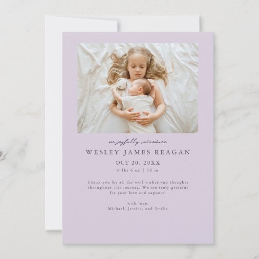 Meer liefde deze kerst Paarse foto Geboorte Aankondiging (Achterkant)