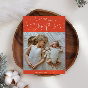 Meer liefde deze kerst Rode foto geboorte Aankondiging