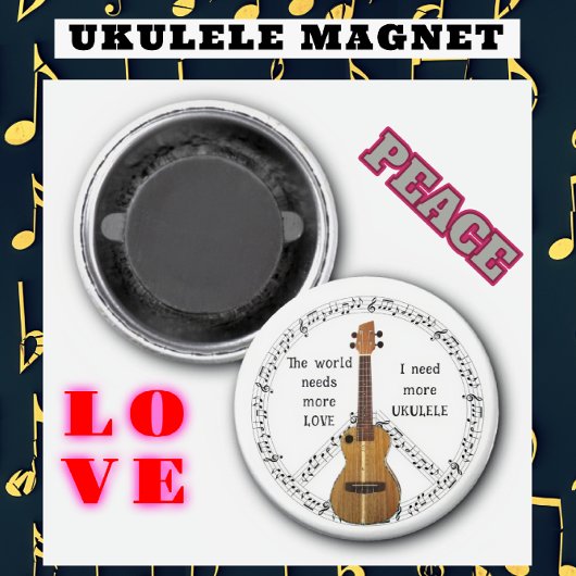 Meer Liefde Meer Ukulele Muziek Liefhebber Vrede Magneet