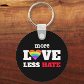 Meer Liefde Minder Haat Grafisch Regenboog Hart op Sleutelhanger (Voorkant)