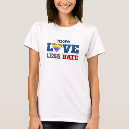 Meer Liefde Minder Haat Hart Rainbow Bold Typograf T-shirt