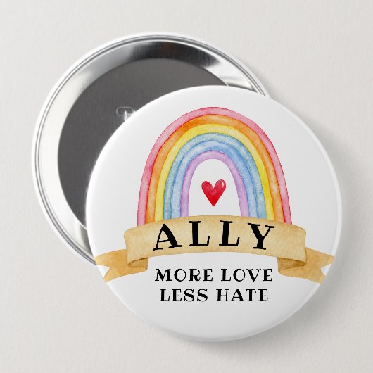 Meer liefde minder haat | LGBT Ally Pride Button (Voorkant /achterkant)