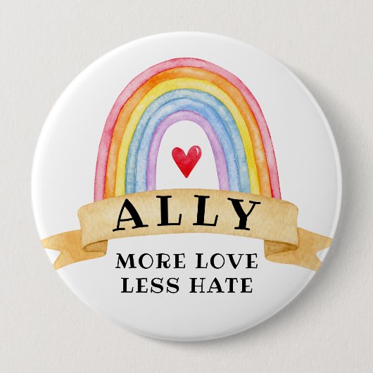 Meer liefde minder haat | LGBT Ally Pride Button (Voorkant)