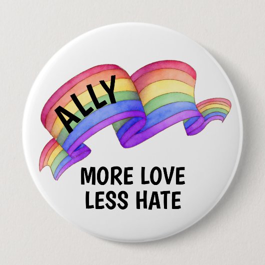 Meer liefde minder haat | LGBT Ally Pride Button (Voorkant)