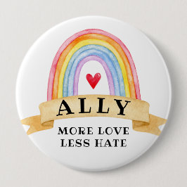 Meer liefde minder haat | LGBT-ally Pride-knop Ronde Button 4,0 Cm