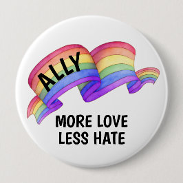 Meer liefde minder haat | LGBT Ally Pride Knop Ronde Button 4,0 Cm
