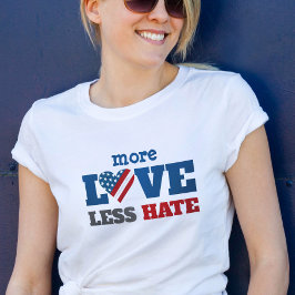 Meer Liefde Minder Haat VS Vlag Hart Vet Typografi T-shirt