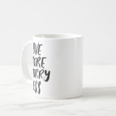 Meer liefde, minder zorgen, inspirerend mok (Voorkant links)