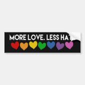 MEER LIEFT MINDER HATE RAINBOW HEARTS GAY PRIORITE BUMPERSTICKER (Voorkant)