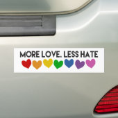 MEER LIGGEN MINDER HATE RAINBOW HEARTS GAY PRIORIT BUMPERSTICKER (Op auto)