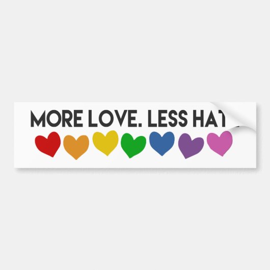 MEER LIGGEN MINDER HATE RAINBOW HEARTS GAY PRIORIT BUMPERSTICKER (Voorkant)