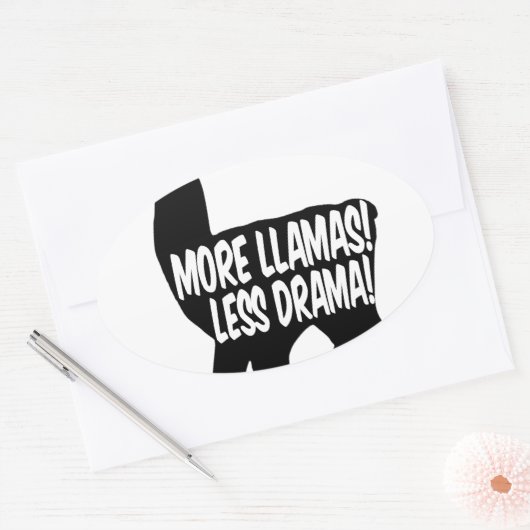 Meer Llamas Minder Drama Ovale Sticker (Envelop)