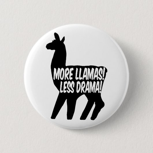Meer Llamas Minder Drama Ronde Button 5,7 Cm (Voorkant)