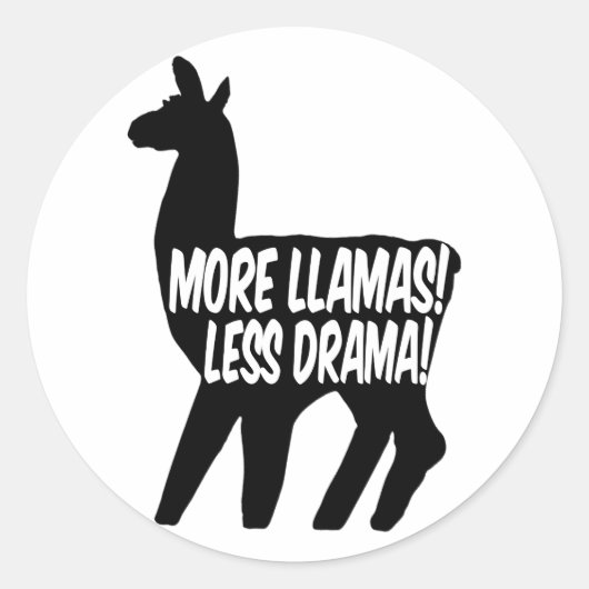 Meer Llamas Minder Drama Ronde Sticker (Voorkant)