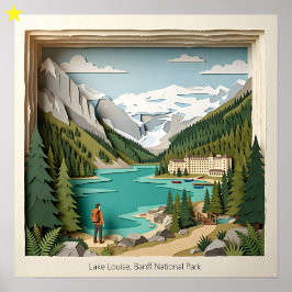 Meer Louise Banff Canada Papieren Collage Diorama Poster