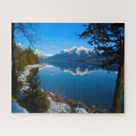 Meer McDonald Mount Vaught Montana. Legpuzzel (Horizontaal)