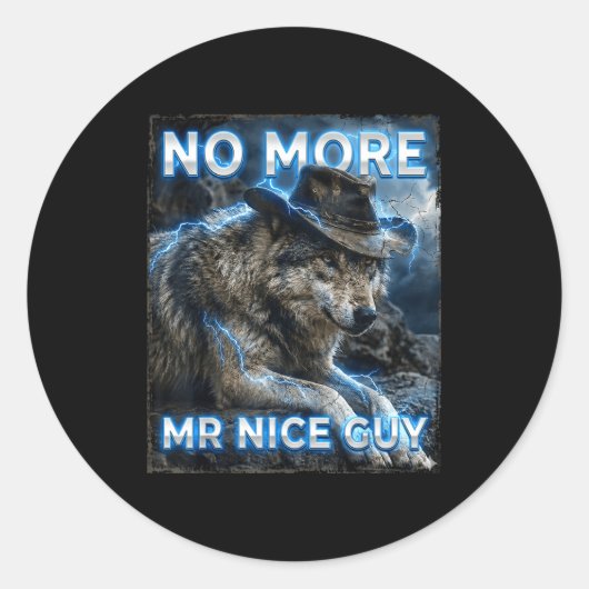 Meer meneer aardige vent cringe meme wolven grappi ronde sticker (Voorkant)