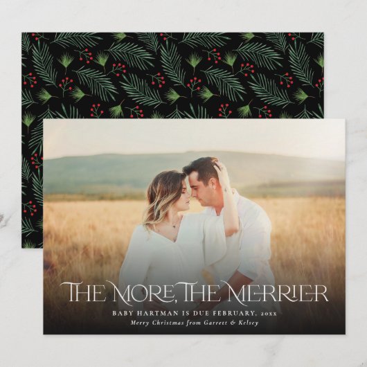 Meer Merrier kondigt kerstfoto's aan Feestdagenkaart (Voorkant / Achterkant)