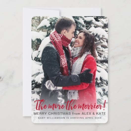 Meer Merrier | Zwangerkerst aangekondigd Feestdagenkaart (Voorkant)